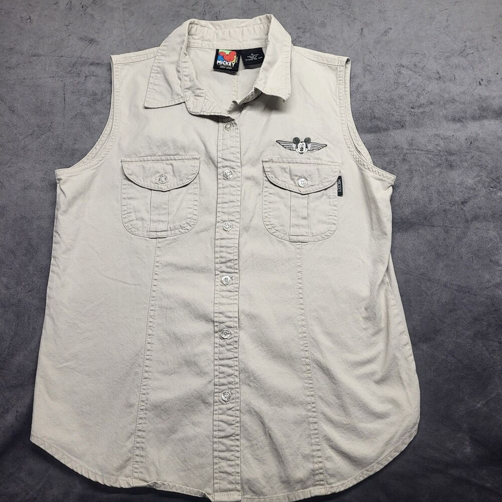 Vintage 90’s Disney Mickey Unlimited Sleeveless Button Down Oxford Size MED